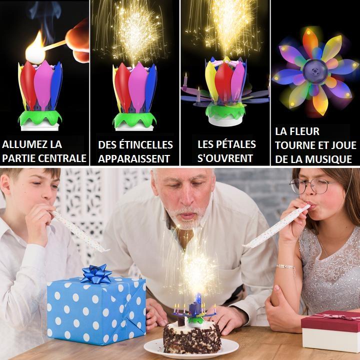 Multicolored Rotating Lotus Musical Birthday Candle