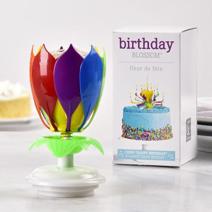 Multicolored Rotating Lotus Musical Birthday Candle