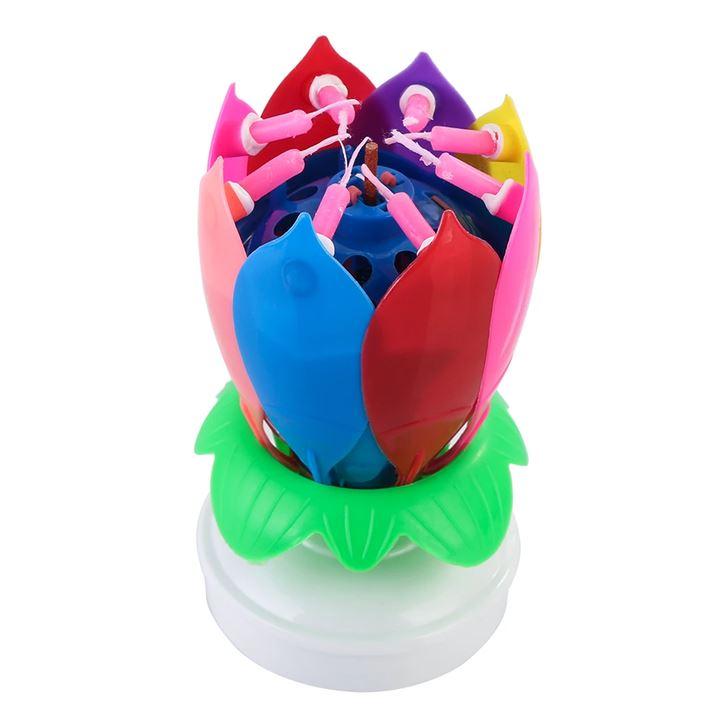 Multicolored Rotating Lotus Musical Birthday Candle