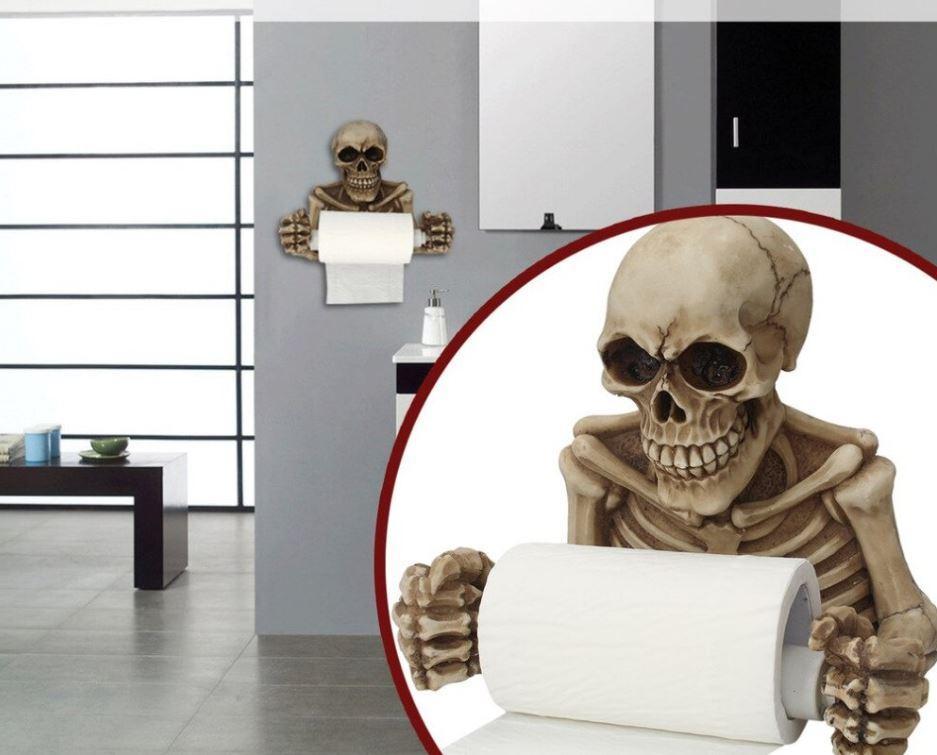 Skull-Shaped Toilet Paper Dispenser