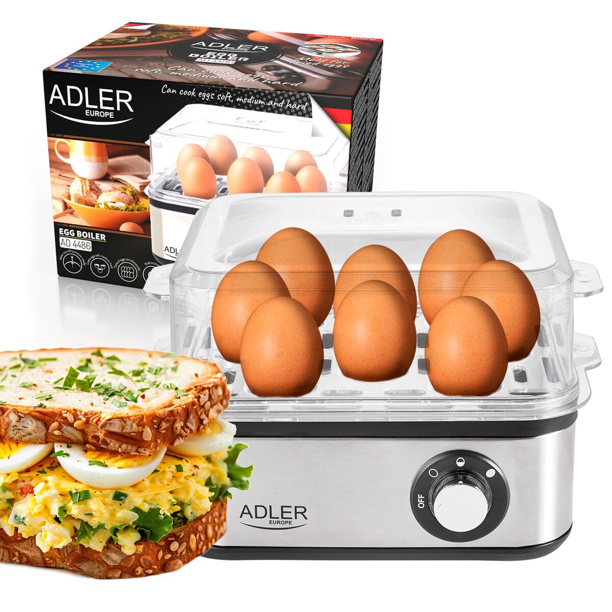 Egg boiler Adler AD 4486 Black Silver