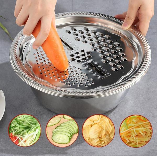 3-Piece Set - Bowl, Grater, Stainless Steel Colander