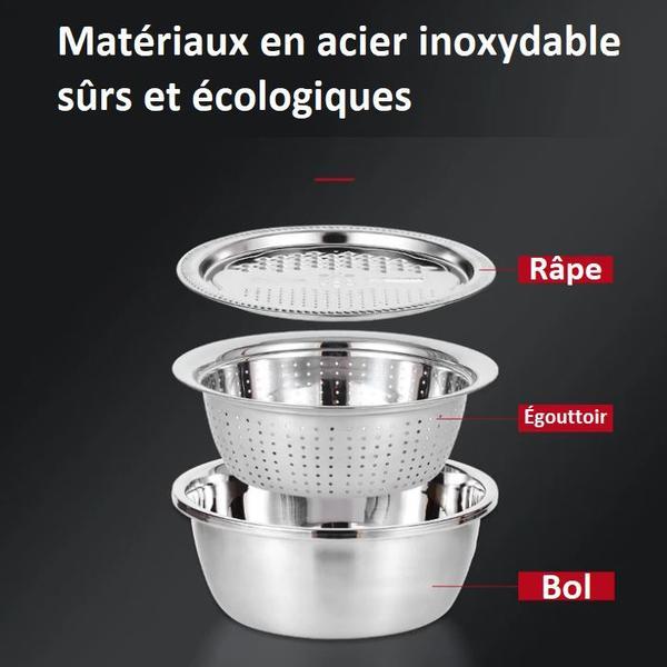 3-Piece Set - Bowl, Grater, Stainless Steel Colander
