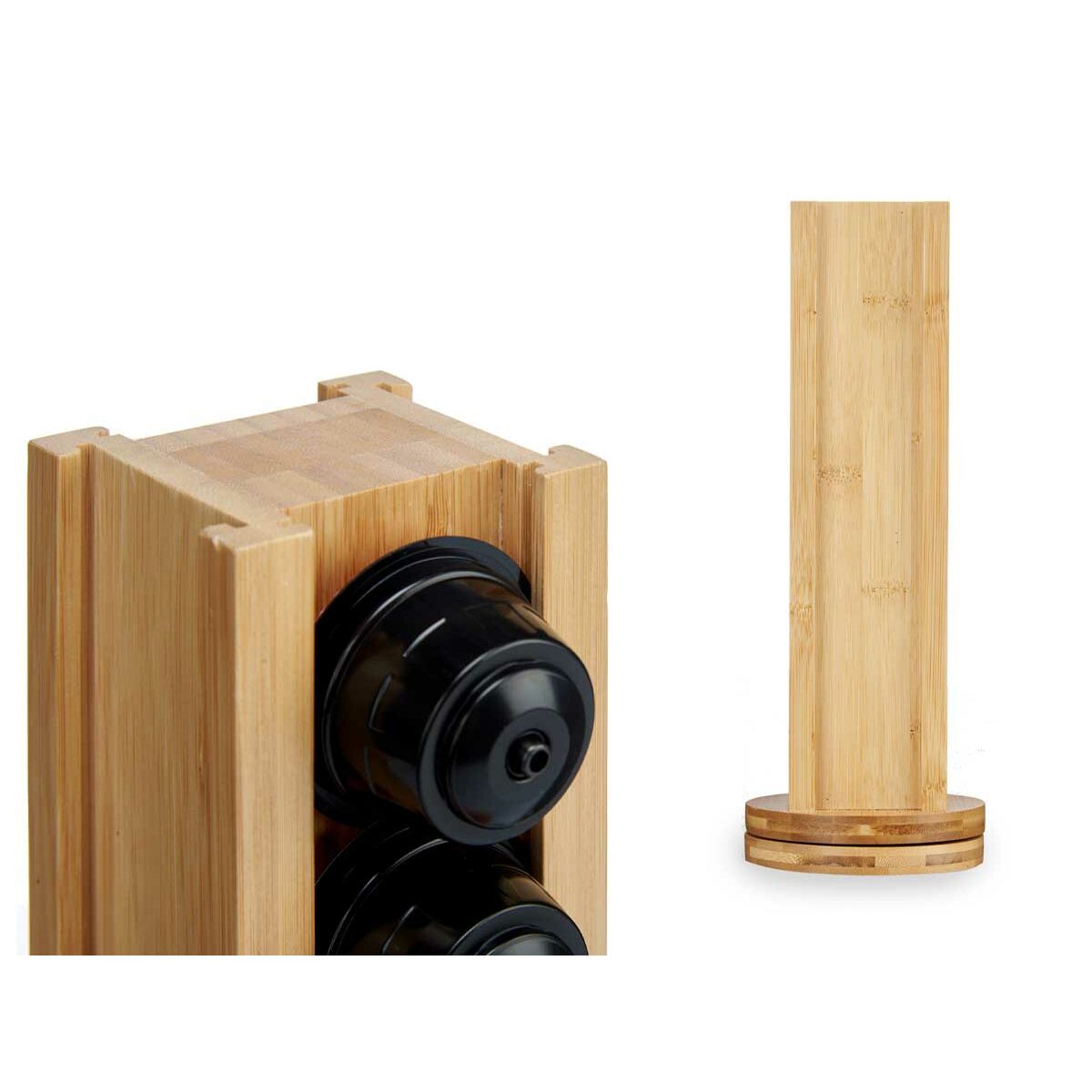 Stand for 20 Coffee Capsules Kinvara Bamboo 11 x 34 x 11 cm 11 x 11 x 34 cm Rotating (6 Units)