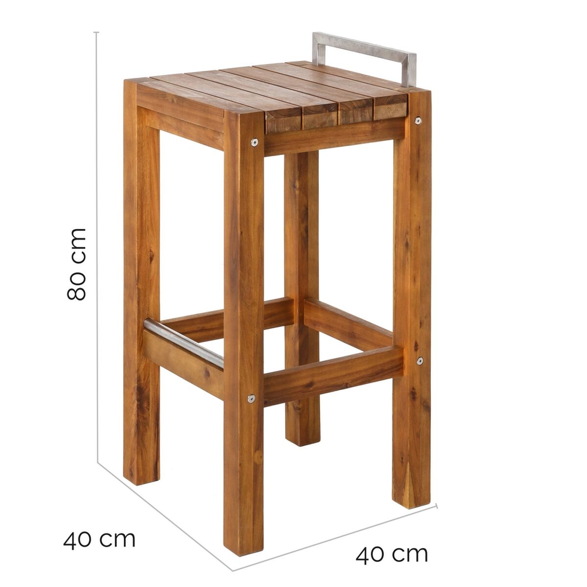 Stool Norah Wood Stainless steel Acacia 40 x 40 x 80 cm Grey