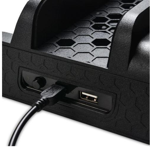 PS4 stand with fan and integrated controller charger